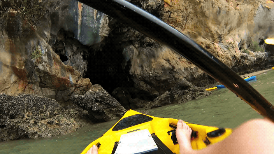 Kayaking through caves to the hongs